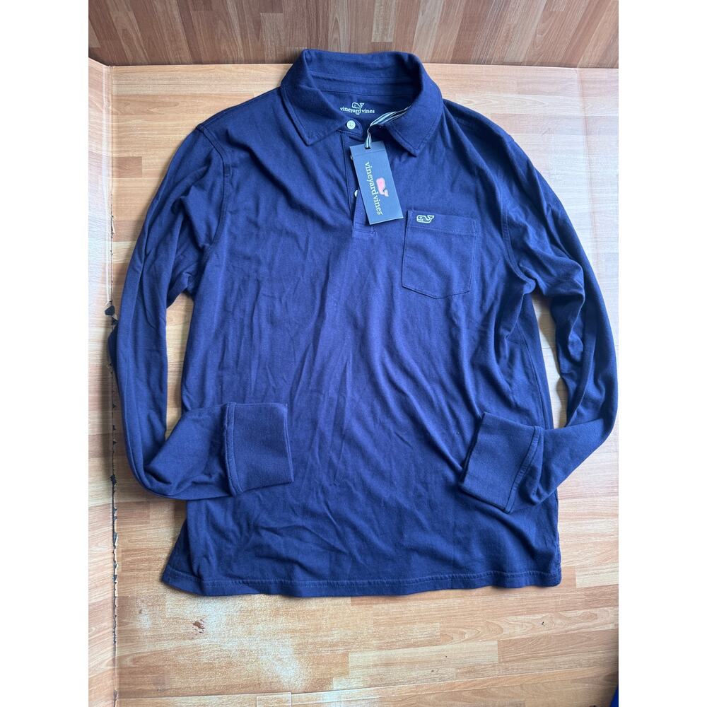 Vineyard Vines Boys LS Clean Jersey Polo size XL BLUE NWT